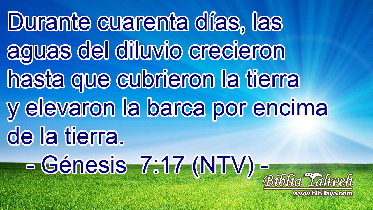Durante cuarenta días, las aguas del diluvio crecieron hasta que cubrieron la tierra y elevaron la barca por encima de la tierra.