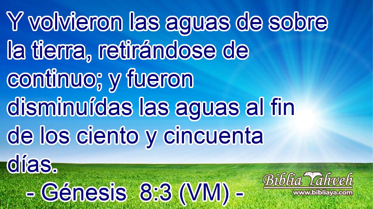  Y volvieron las aguas de sobre la tierra, retirándose de continuo; y fueron disminuídas las aguas al fin de los ciento y cincuenta días. 