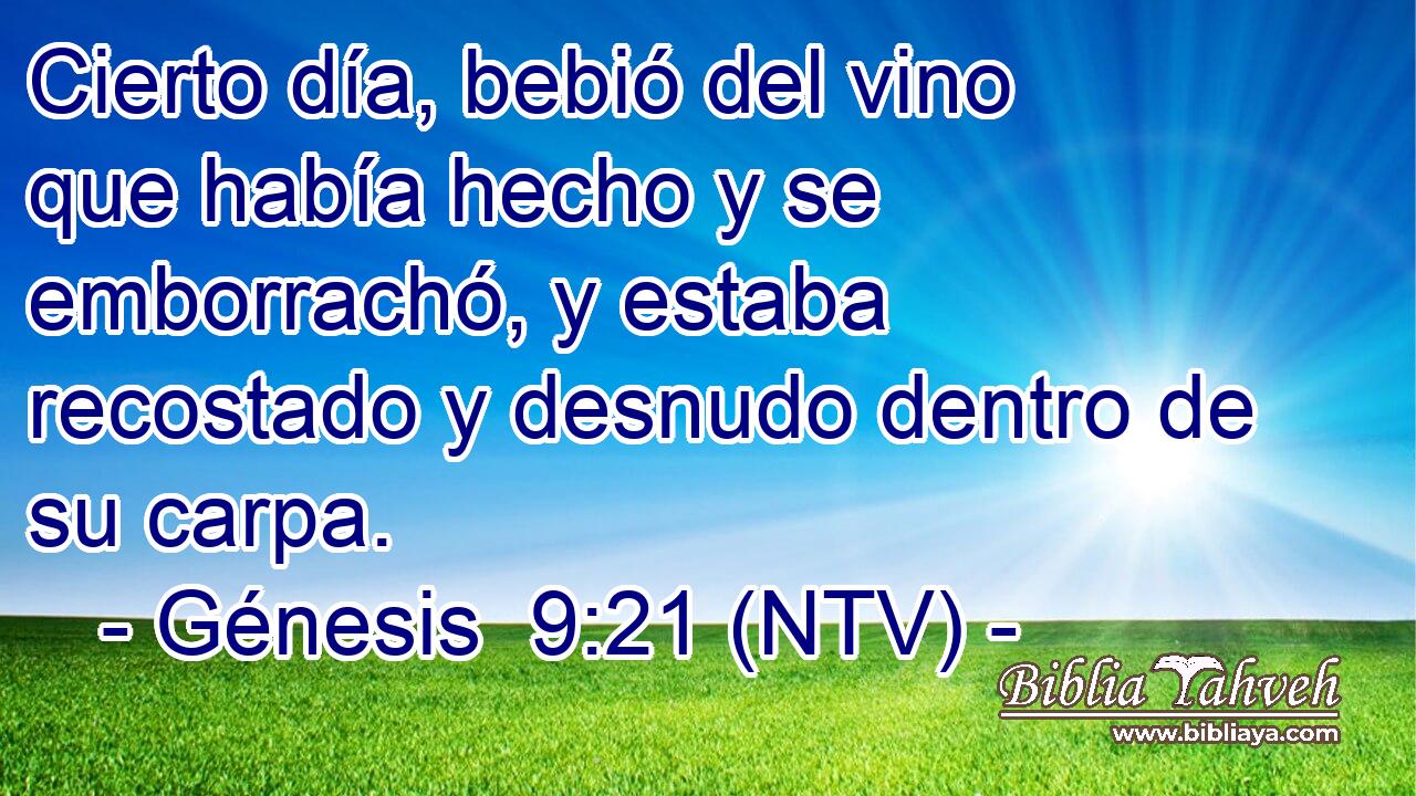 Cierto día, bebió del vino que había hecho y se emborrachó, y estaba recostado y desnudo dentro de su carpa.