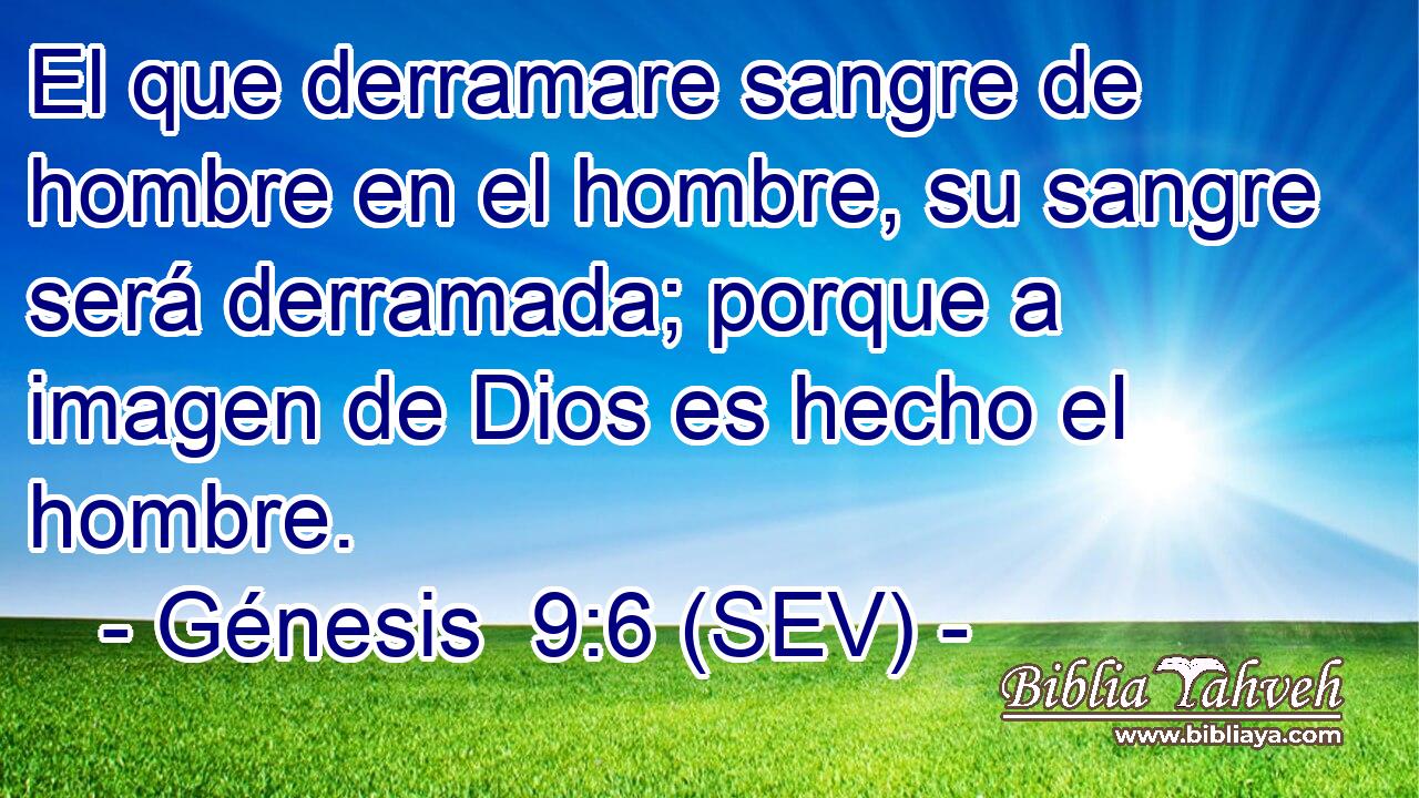 El que derramare sangre de hombre en el hombre, su sangre será derramada; porque a imagen de Dios es hecho el hombre.