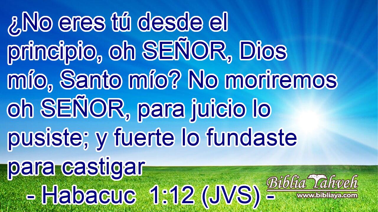 ¿No eres tú desde el principio, oh SEÑOR, Dios mío, Santo mío? No moriremos oh SEÑOR, para juicio lo pusiste; y fuerte lo fundaste para castigar