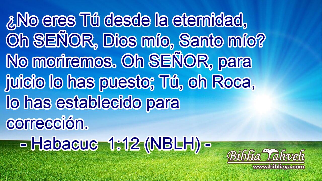  ¿No eres Tú desde la eternidad, Oh SEÑOR, Dios mío, Santo mío? No moriremos. Oh SEÑOR, para juicio lo has puesto; Tú, oh Roca, lo has establecido para corrección. 