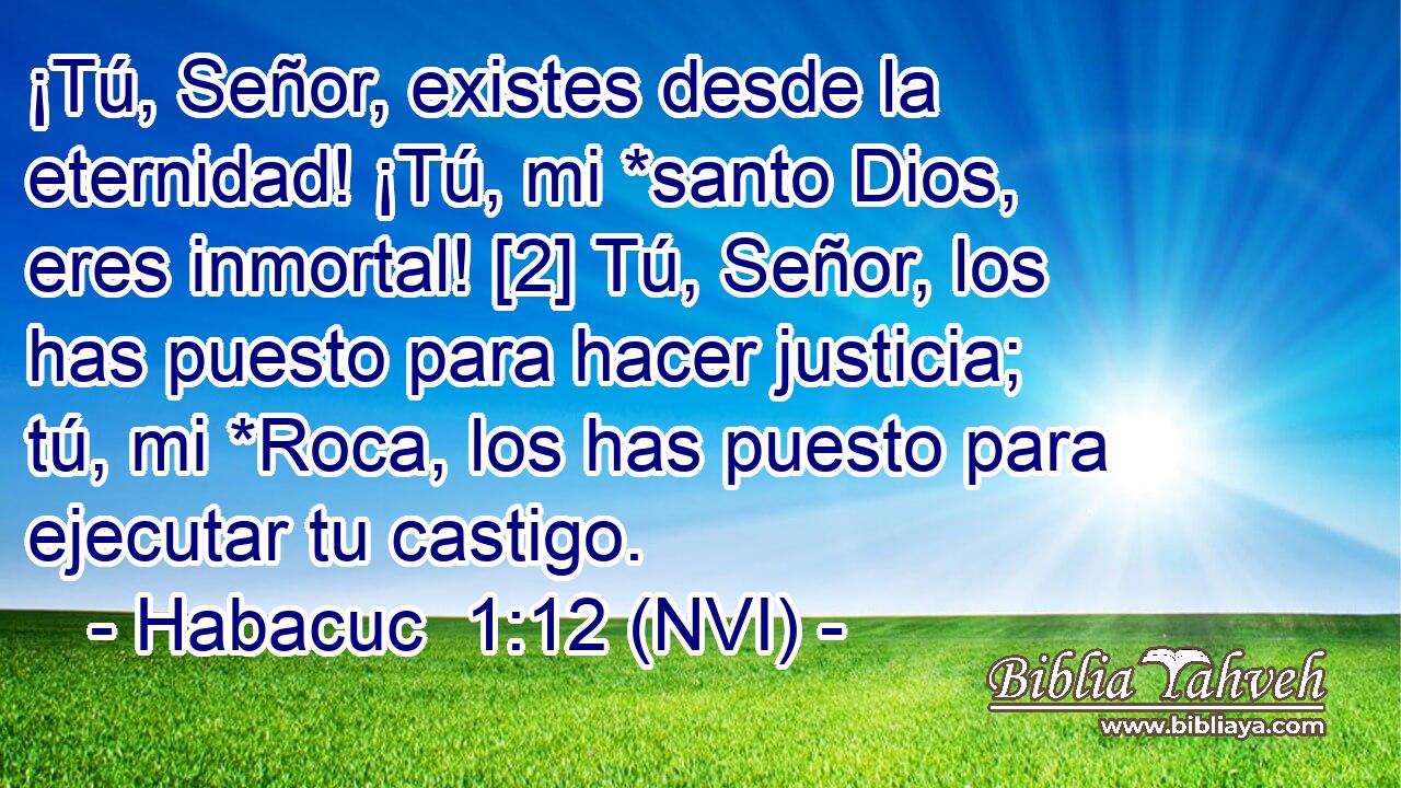  ¡Tú, Señor, existes desde la eternidad! ¡Tú, mi *santo Dios, eres inmortal! [2] Tú, Señor, los has puesto para hacer justicia; tú, mi *Roca, los has puesto para ejecutar tu castigo. 