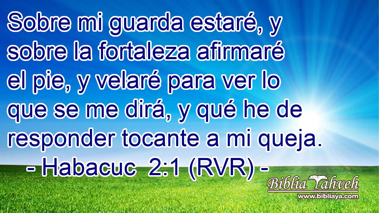 Sobre mi guarda estaré, y sobre la fortaleza afirmaré el pie, y velaré para ver lo que se me dirá, y qué he de responder tocante a mi queja.