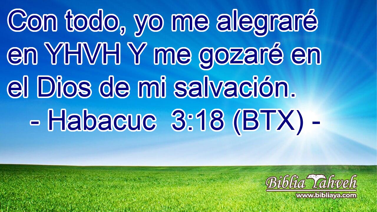 Con todo, yo me alegraré en YHVH Y me gozaré en el Dios de mi salvación.