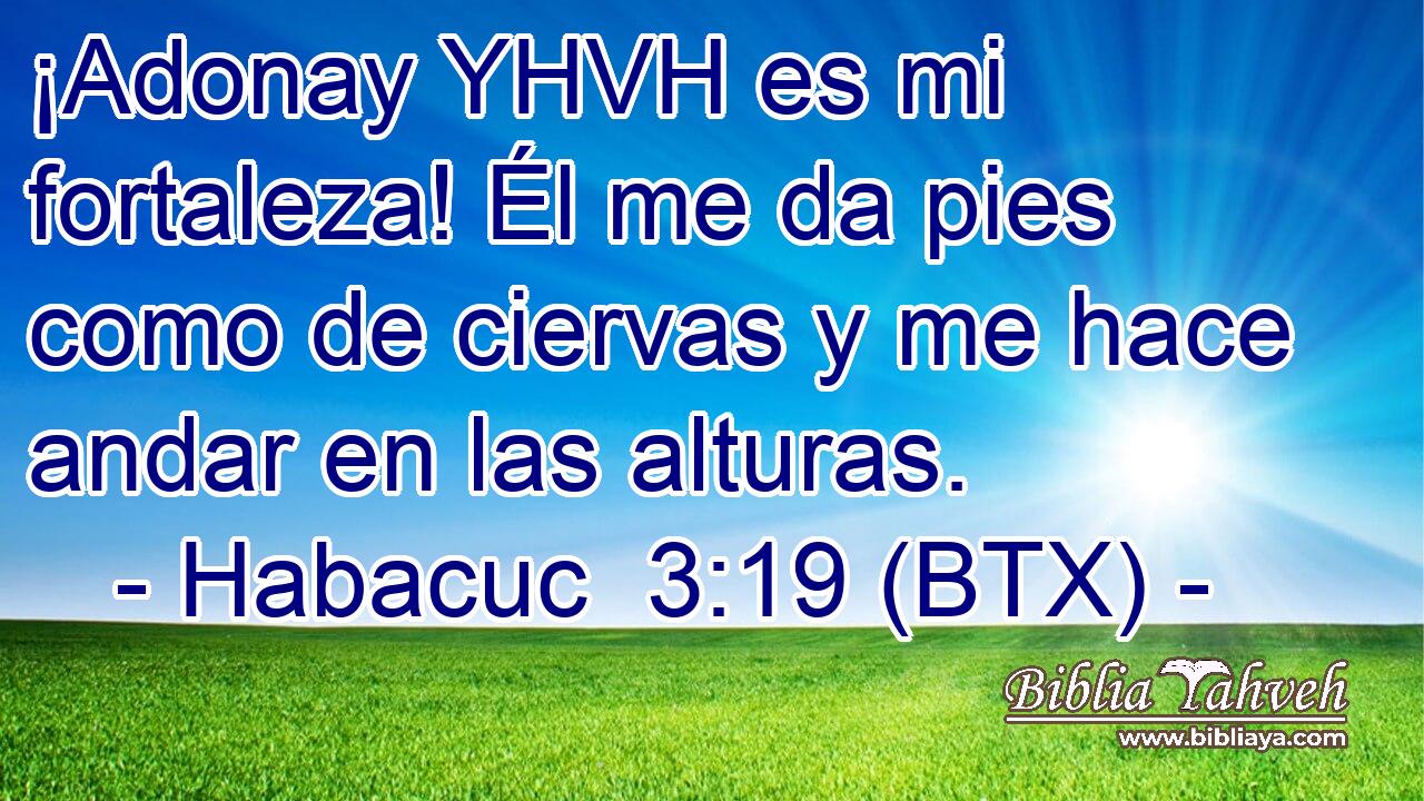 ¡Adonay YHVH es mi fortaleza! Él me da pies como de ciervas y me hace andar en las alturas.