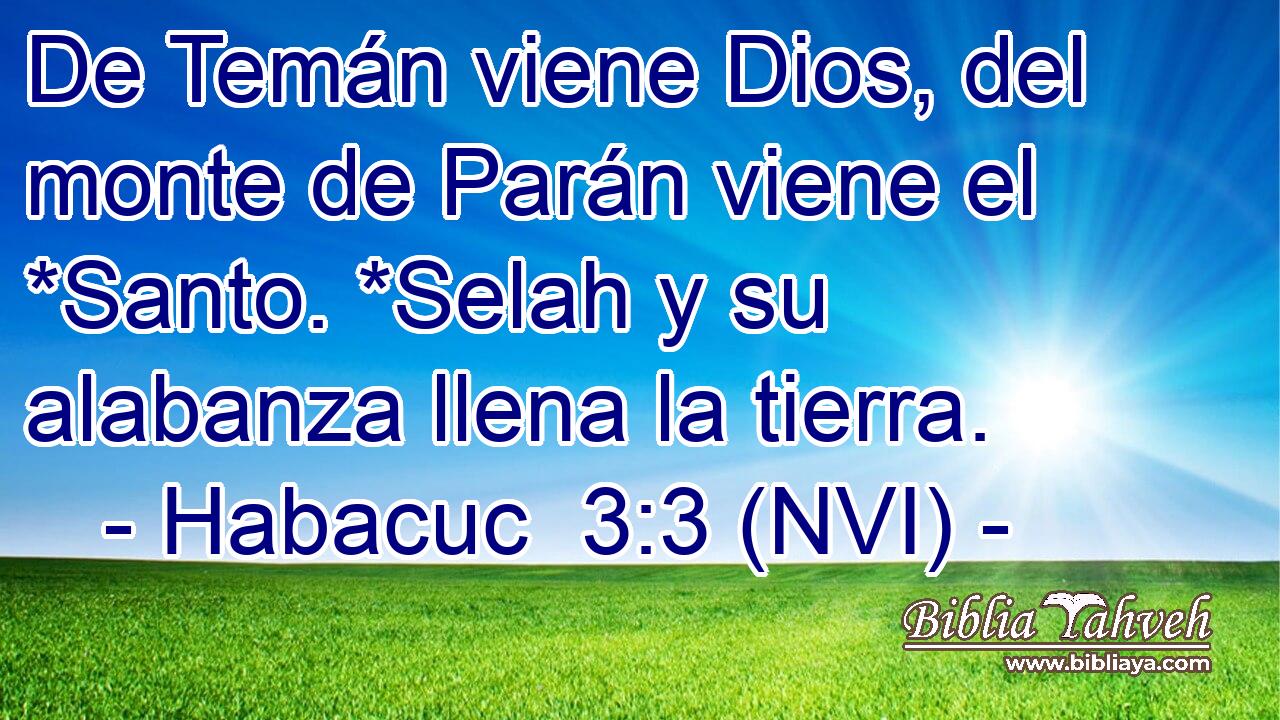  De Temán viene Dios, del monte de Parán viene el *Santo. *Selah y su alabanza llena la tierra. 