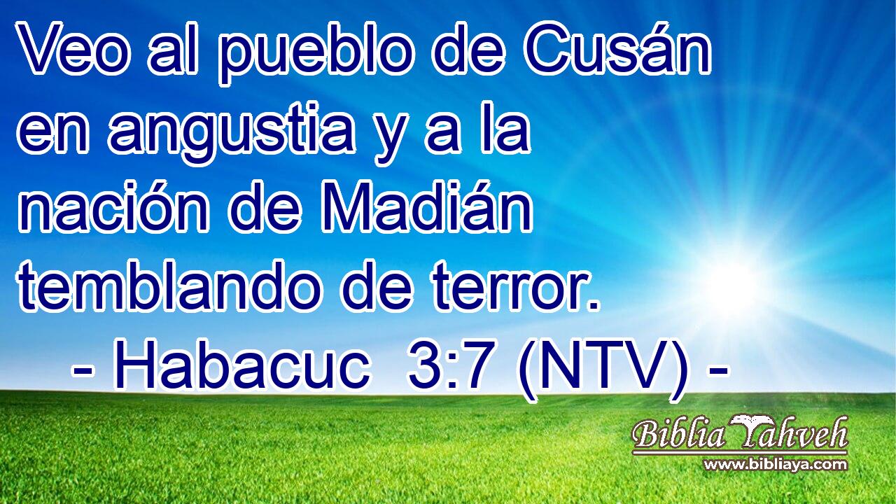 Veo al pueblo de Cusán en angustia y a la nación de Madián temblando de terror.