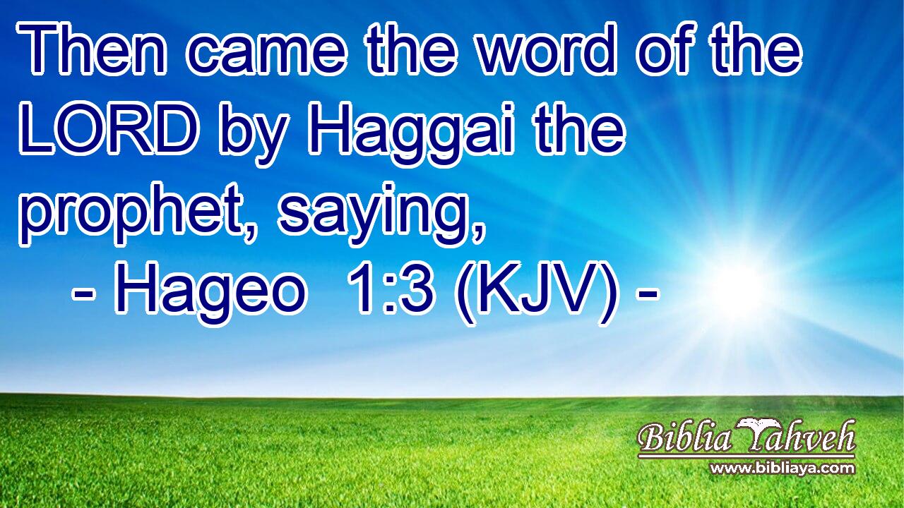 Then came the word of the LORD by Haggai the prophet, saying,