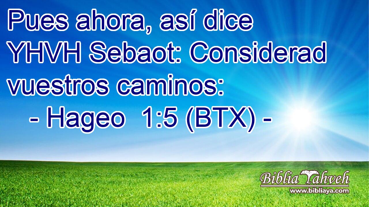 Pues ahora, así dice YHVH Sebaot: Considerad vuestros caminos: