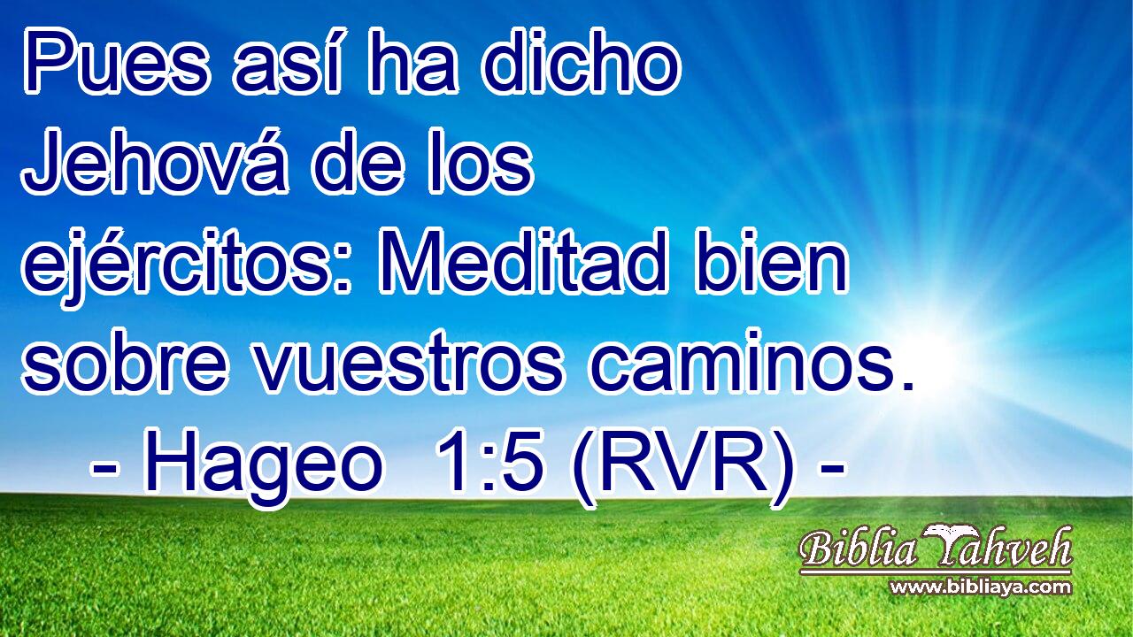 Pues así ha dicho Jehová de los ejércitos: Meditad bien sobre vuestros caminos.