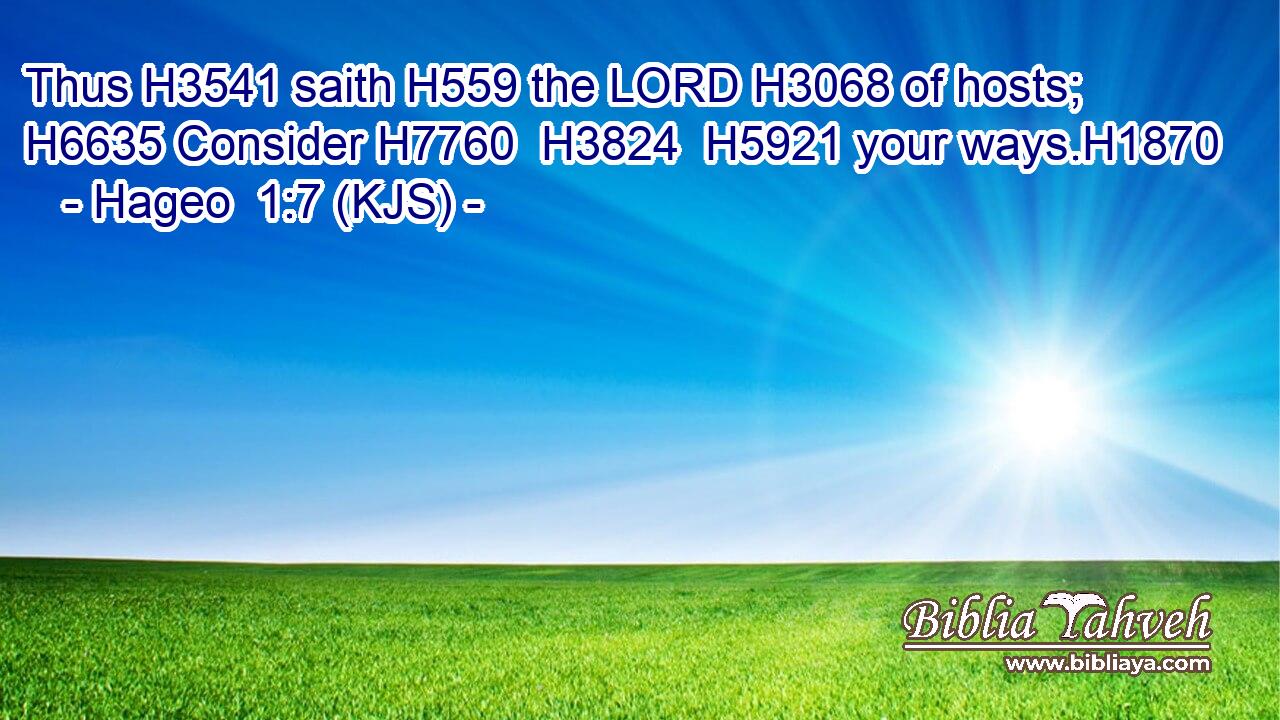 Thus H3541 saith H559 the LORD H3068 of hosts; H6635 Consider H7760  H3824  H5921 your ways.H1870