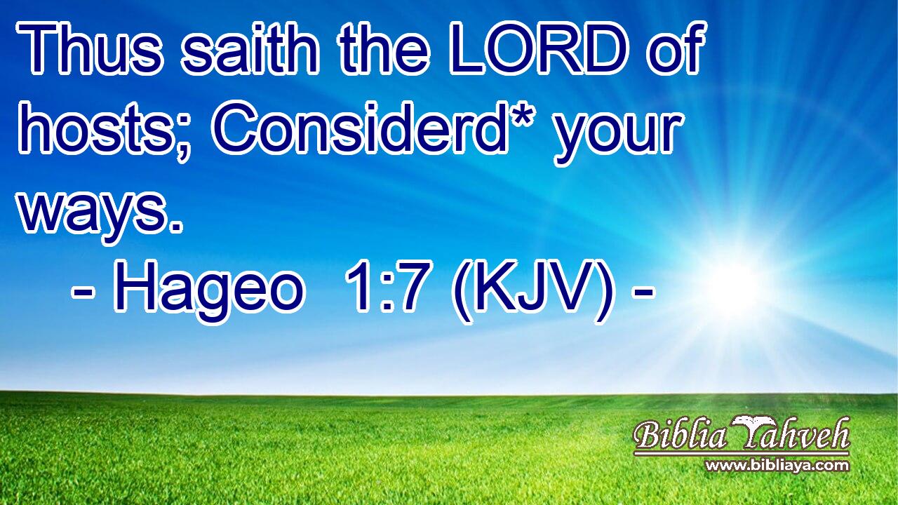 Thus saith the LORD of hosts; Considerd* your ways.