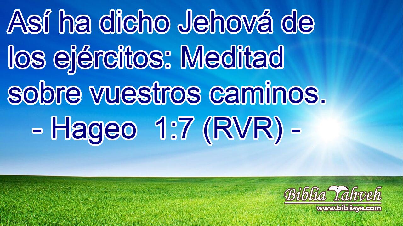 Así ha dicho Jehová de los ejércitos: Meditad sobre vuestros caminos.