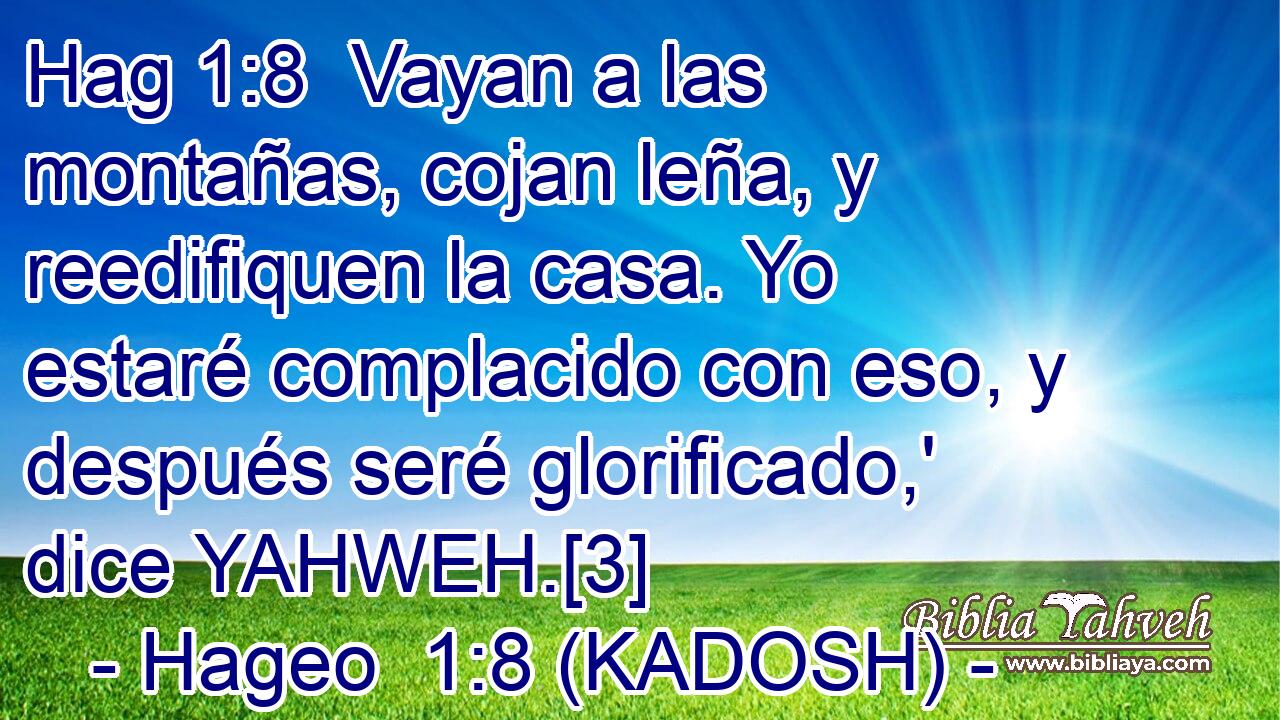 Vayan a las montañas, cojan leña, y reedifiquen la casa. Yo estaré complacido con eso, y después seré glorificado,' dice YAHWEH.[3] 
