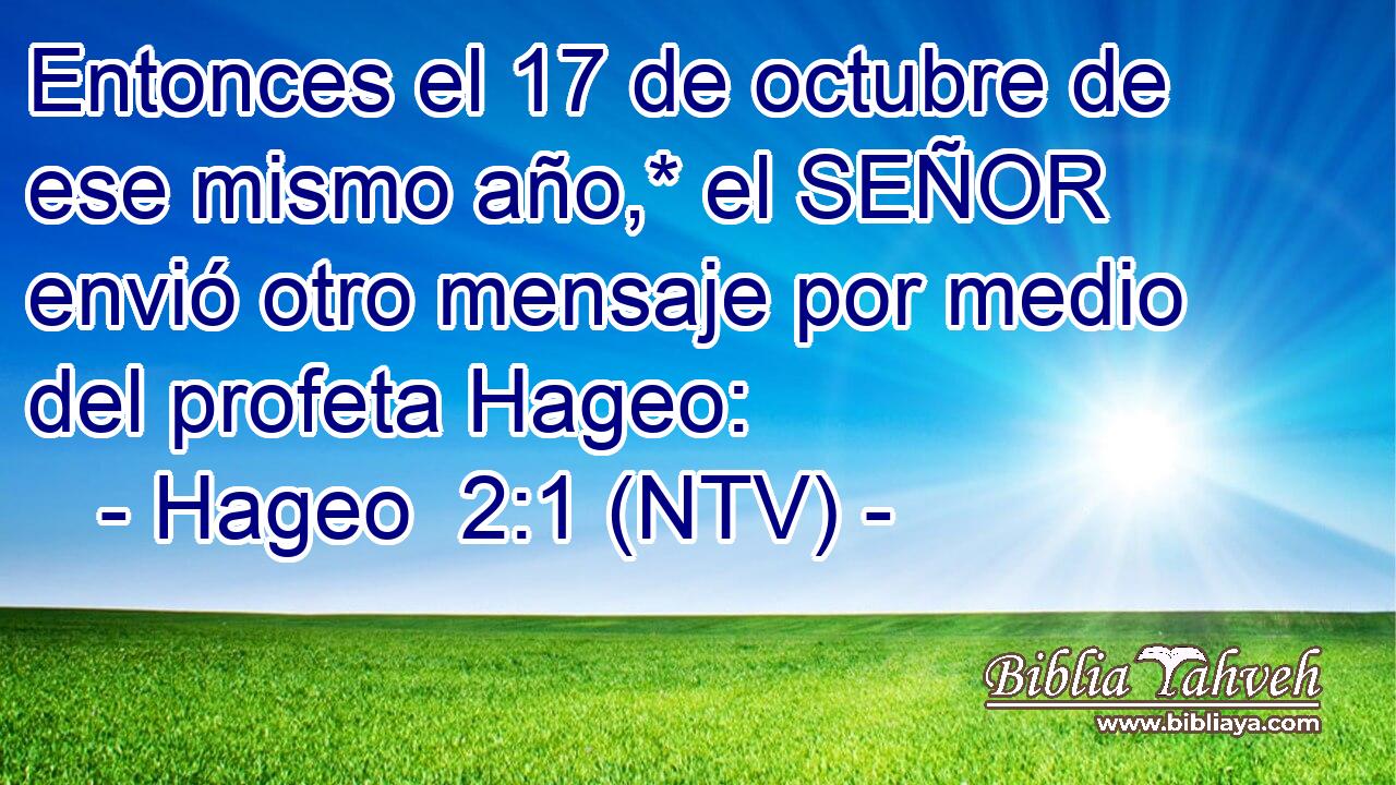 Entonces el 17 de octubre de ese mismo año,* el SEÑOR envió otro mensaje por medio del profeta Hageo: