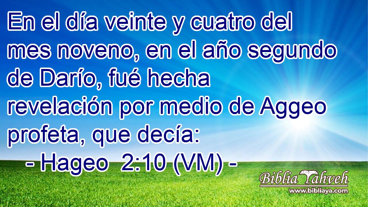 En el día veinte y cuatro del mes noveno, en el año segundo de Darío, fué hecha revelación por medio de Aggeo profeta, que decía: 