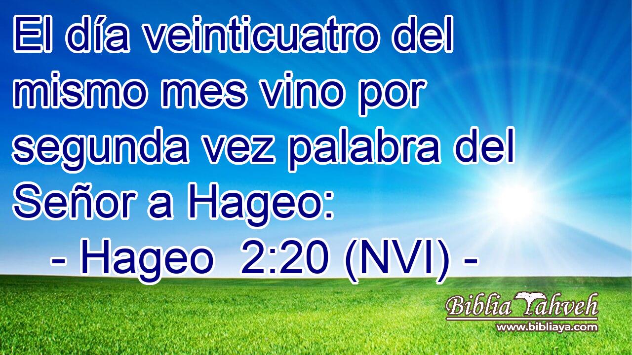  El día veinticuatro del mismo mes vino por segunda vez palabra del Señor a Hageo: 