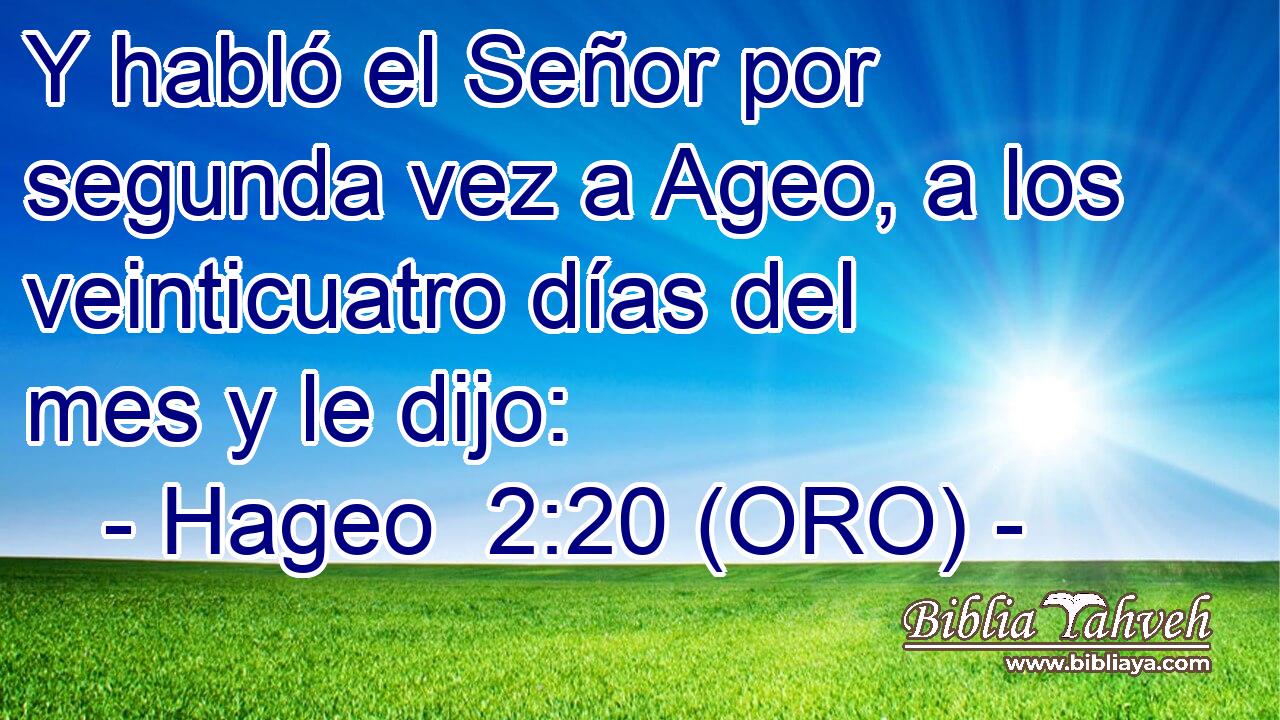  Y habló el Señor por segunda vez a Ageo, a los veinticuatro días del mes y le dijo: 