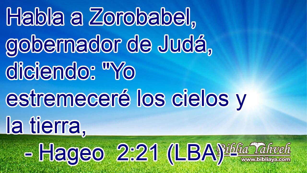 Habla a Zorobabel, gobernador de Judá, diciendo: 