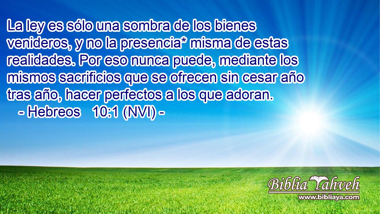  La ley es sólo una sombra de los bienes venideros, y no la presencia* misma de estas realidades. Por eso nunca puede, mediante los mismos sacrificios que se ofrecen sin cesar año tras año, hacer perfectos a los que adoran. 