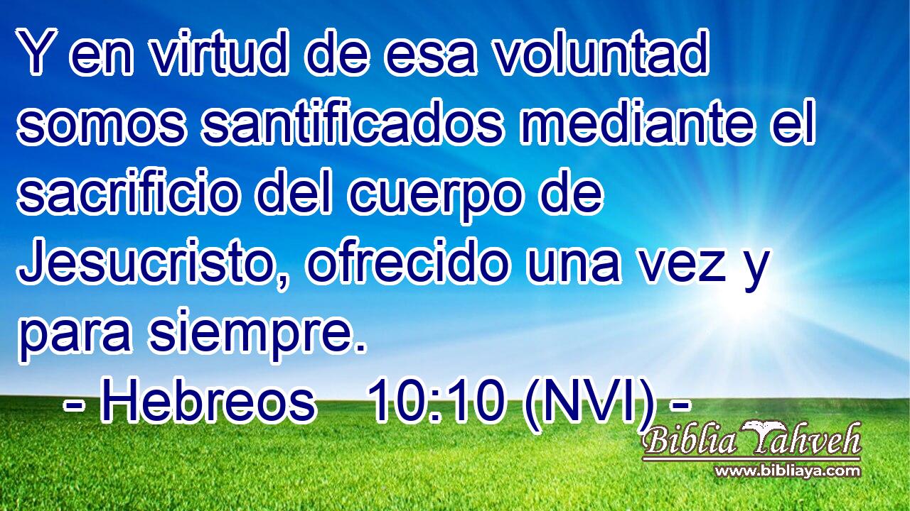  Y en virtud de esa voluntad somos santificados mediante el sacrificio del cuerpo de Jesucristo, ofrecido una vez y para siempre. 