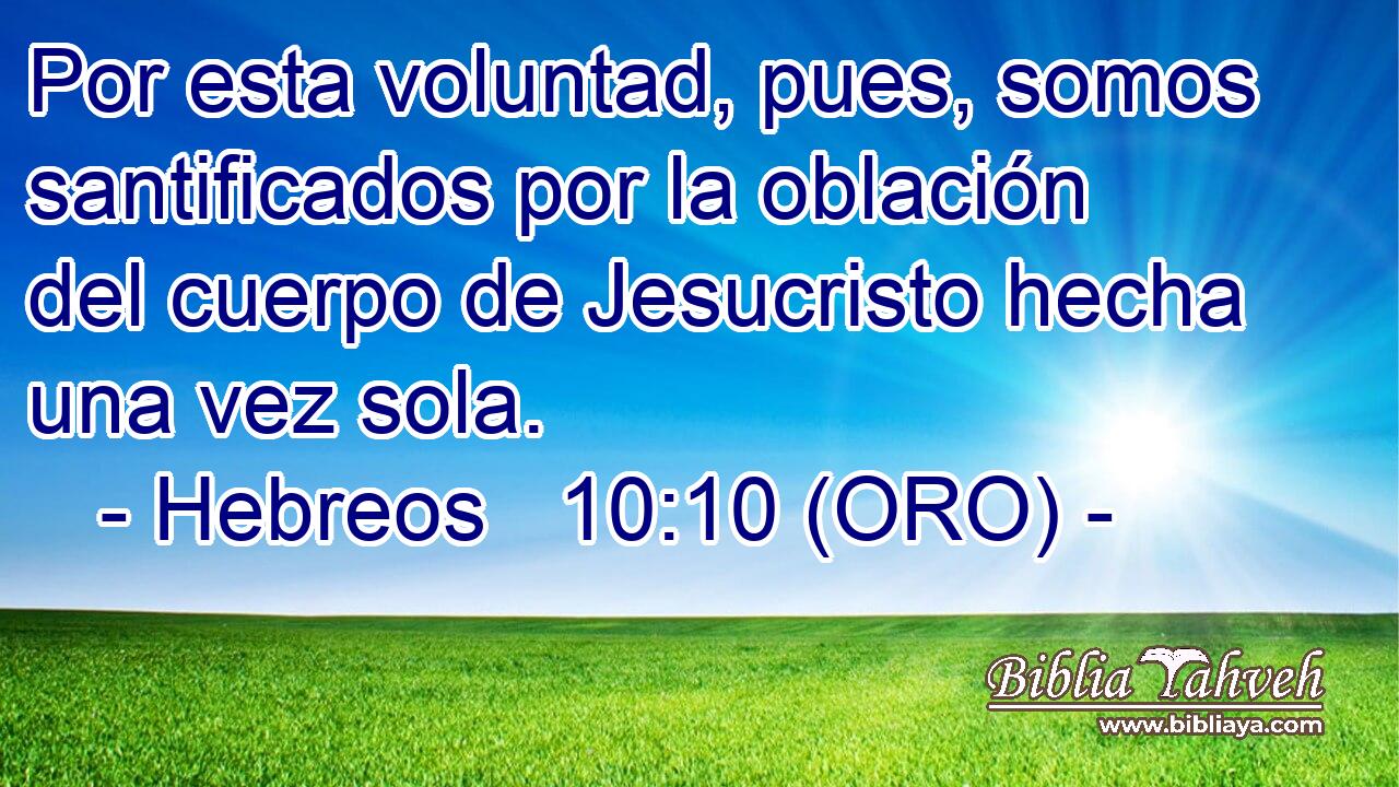  Por esta voluntad, pues, somos santificados por la oblación del cuerpo de Jesucristo hecha una vez sola. 
