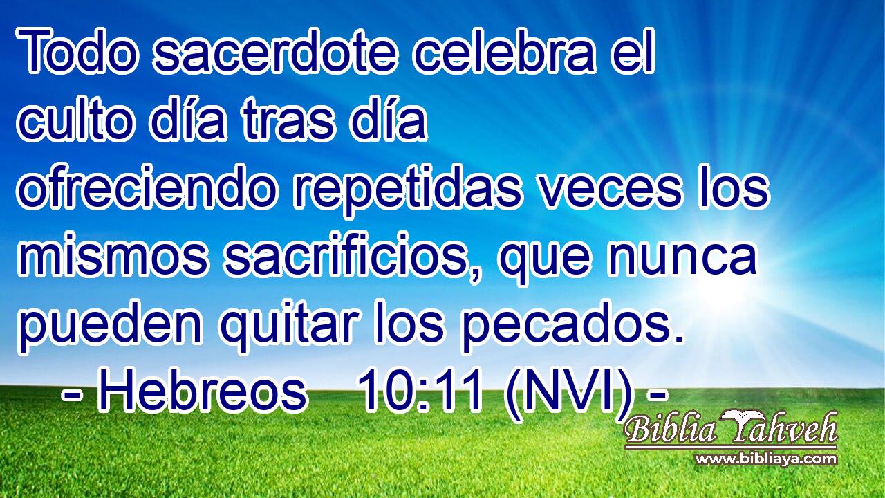  Todo sacerdote celebra el culto día tras día ofreciendo repetidas veces los mismos sacrificios, que nunca pueden quitar los pecados. 