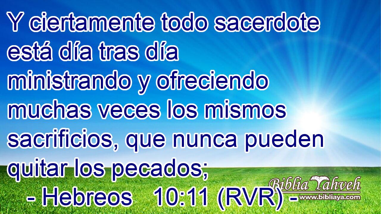 Y ciertamente todo sacerdote está día tras día ministrando y ofreciendo muchas veces los mismos sacrificios, que nunca pueden quitar los pecados;