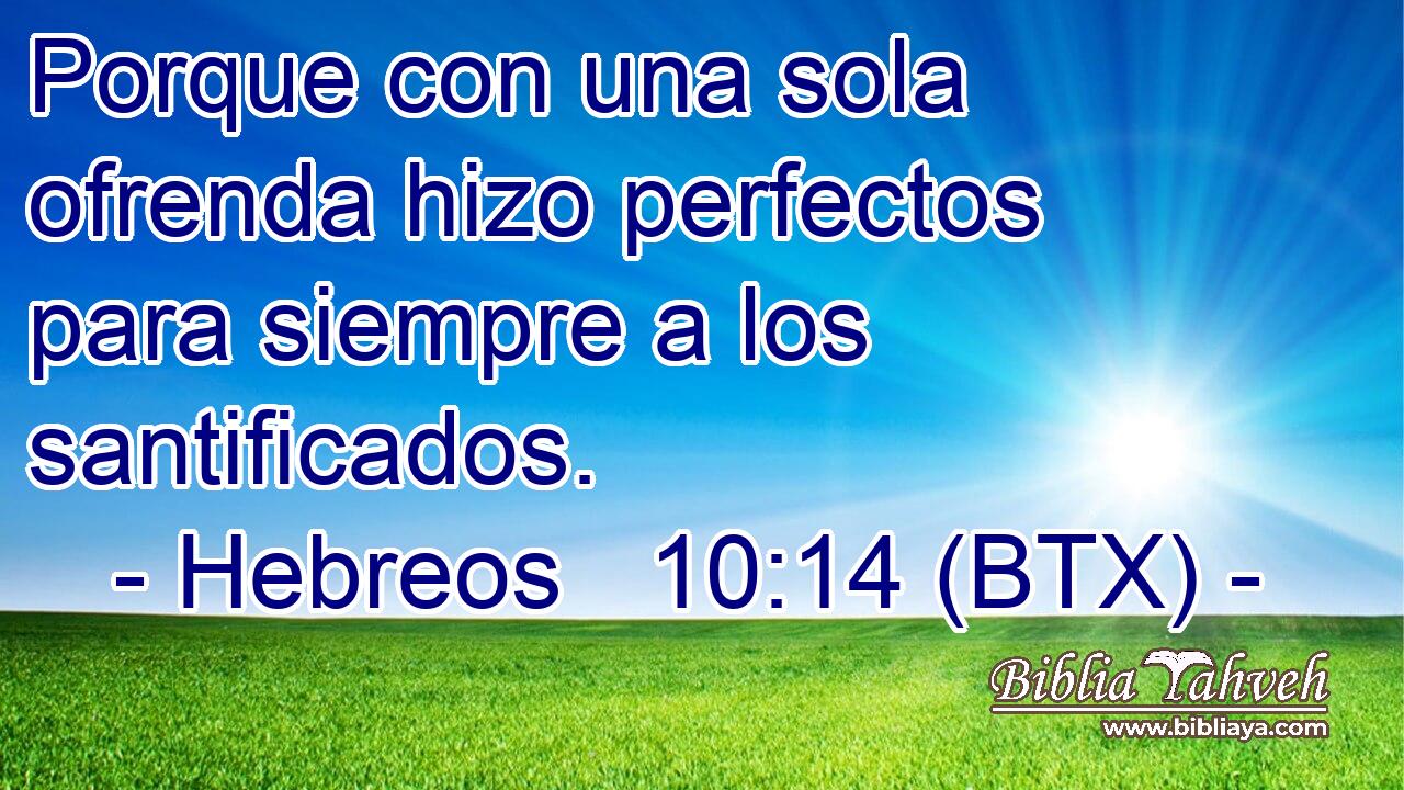 Porque con una sola ofrenda hizo perfectos para siempre a los santificados.