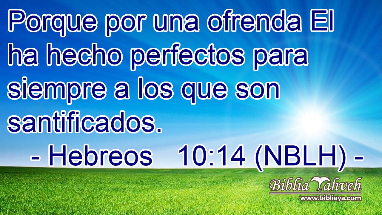  Porque por una ofrenda El ha hecho perfectos para siempre a los que son santificados. 