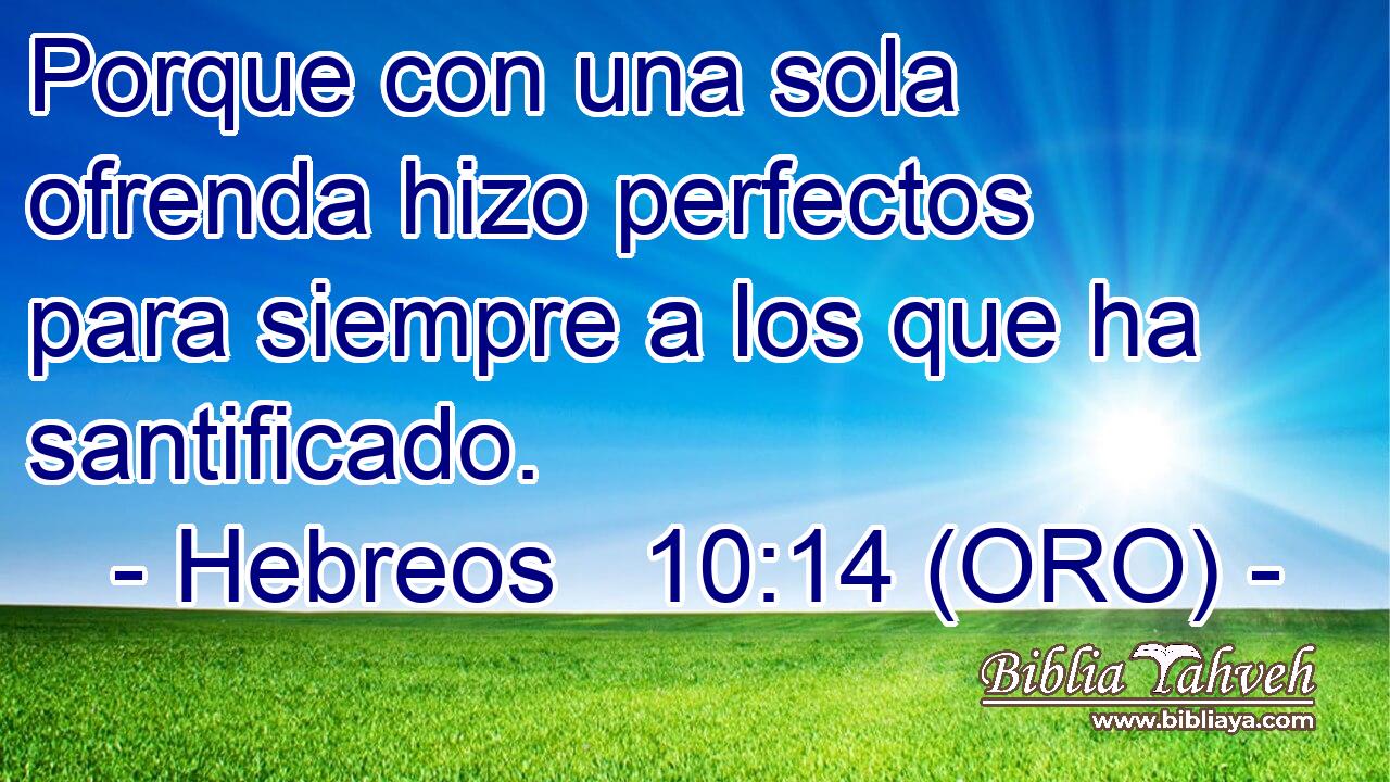  Porque con una sola ofrenda hizo perfectos para siempre a los que ha santificado. 
