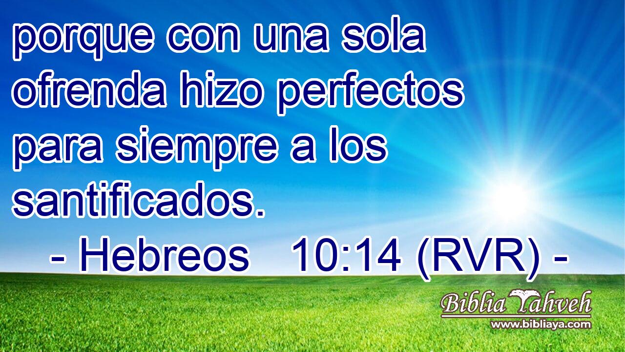 porque con una sola ofrenda hizo perfectos para siempre a los santificados.