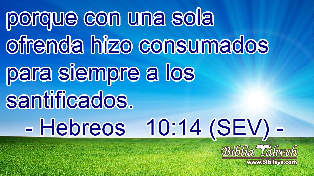 porque con una sola ofrenda hizo consumados para siempre a los santificados.