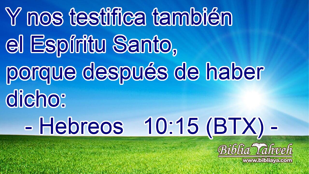 Y nos testifica también el Espíritu Santo, porque después de haber dicho: