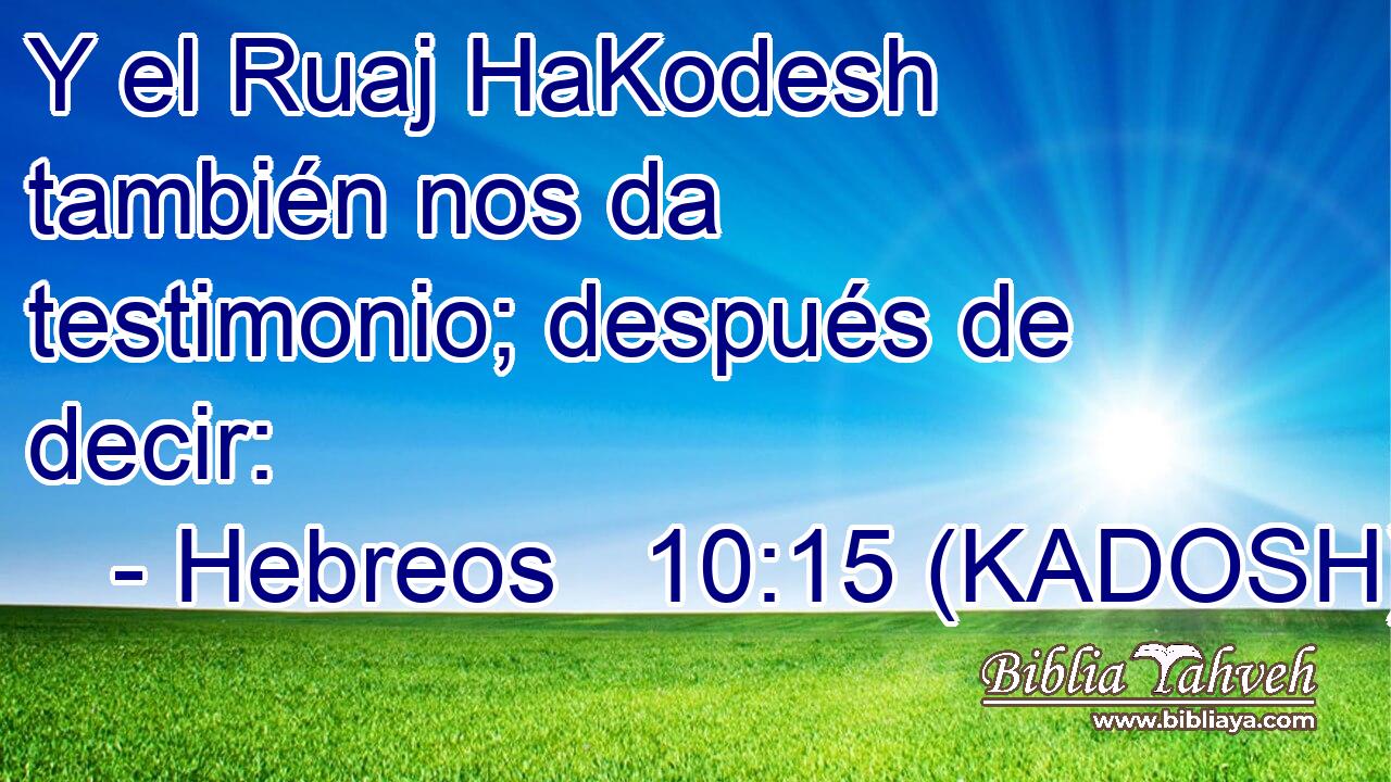  Y el Ruaj HaKodesh también nos da testimonio; después de decir: 