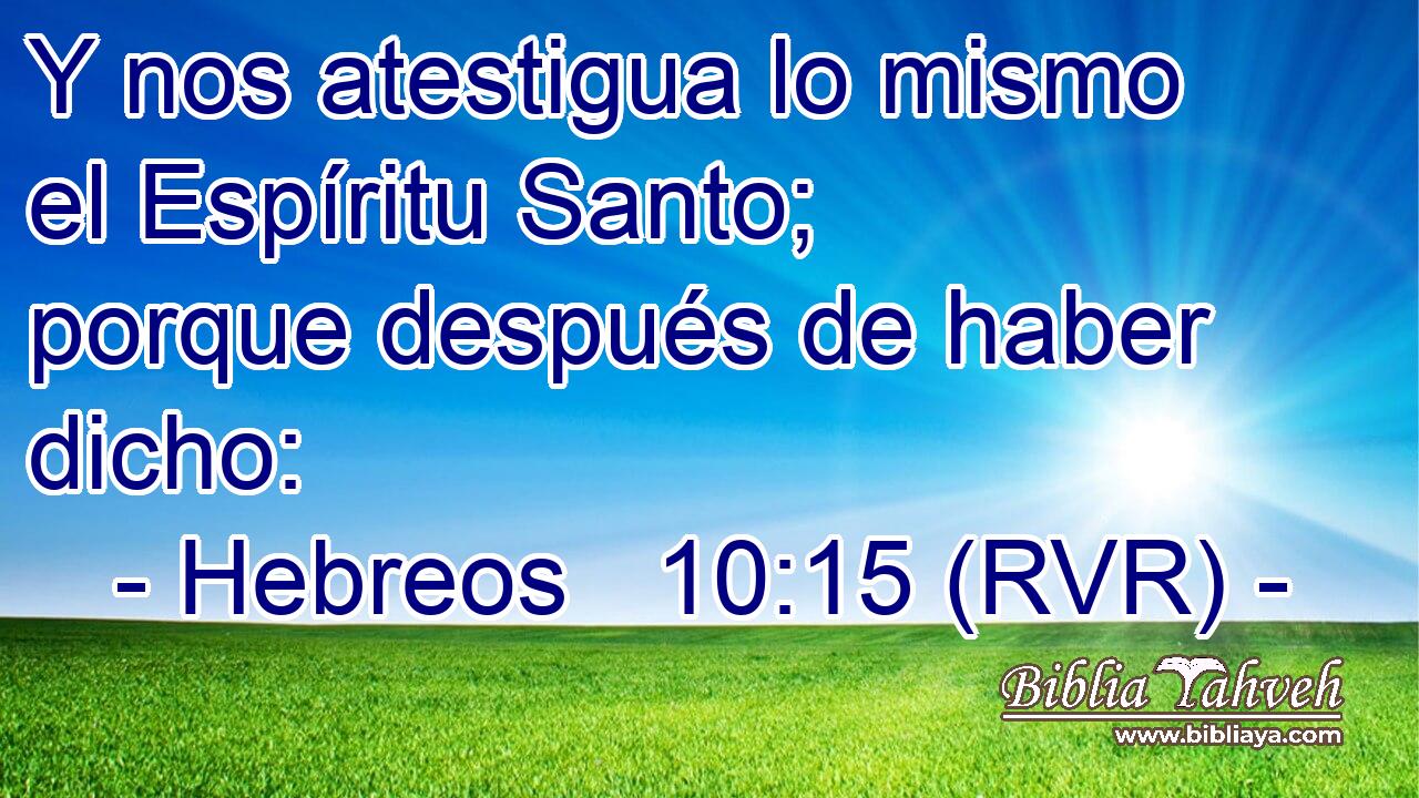 Y nos atestigua lo mismo el Espíritu Santo; porque después de haber dicho: