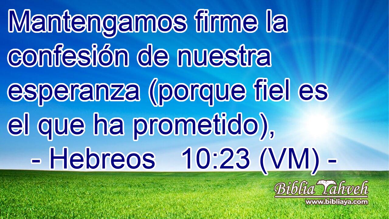  Mantengamos firme la confesión de nuestra esperanza (porque fiel es el que ha prometido), 