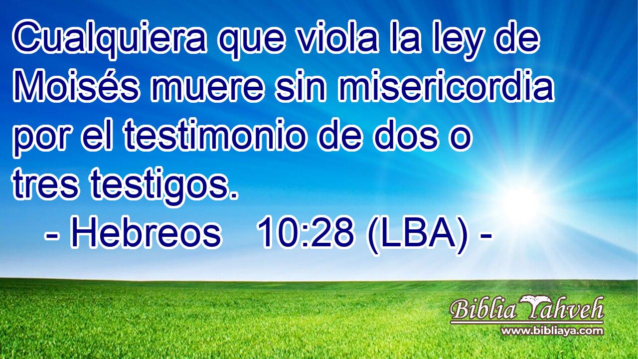 Cualquiera que viola la ley de Moisés muere sin misericordia por el testimonio de dos o tres testigos.