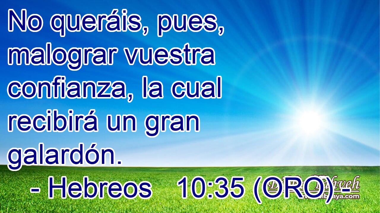  No queráis, pues, malograr vuestra confianza, la cual recibirá un gran galardón. 