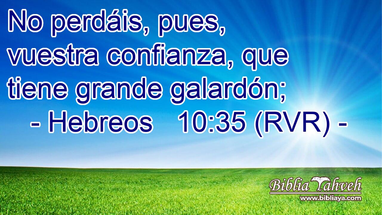 No perdáis, pues, vuestra confianza, que tiene grande galardón;