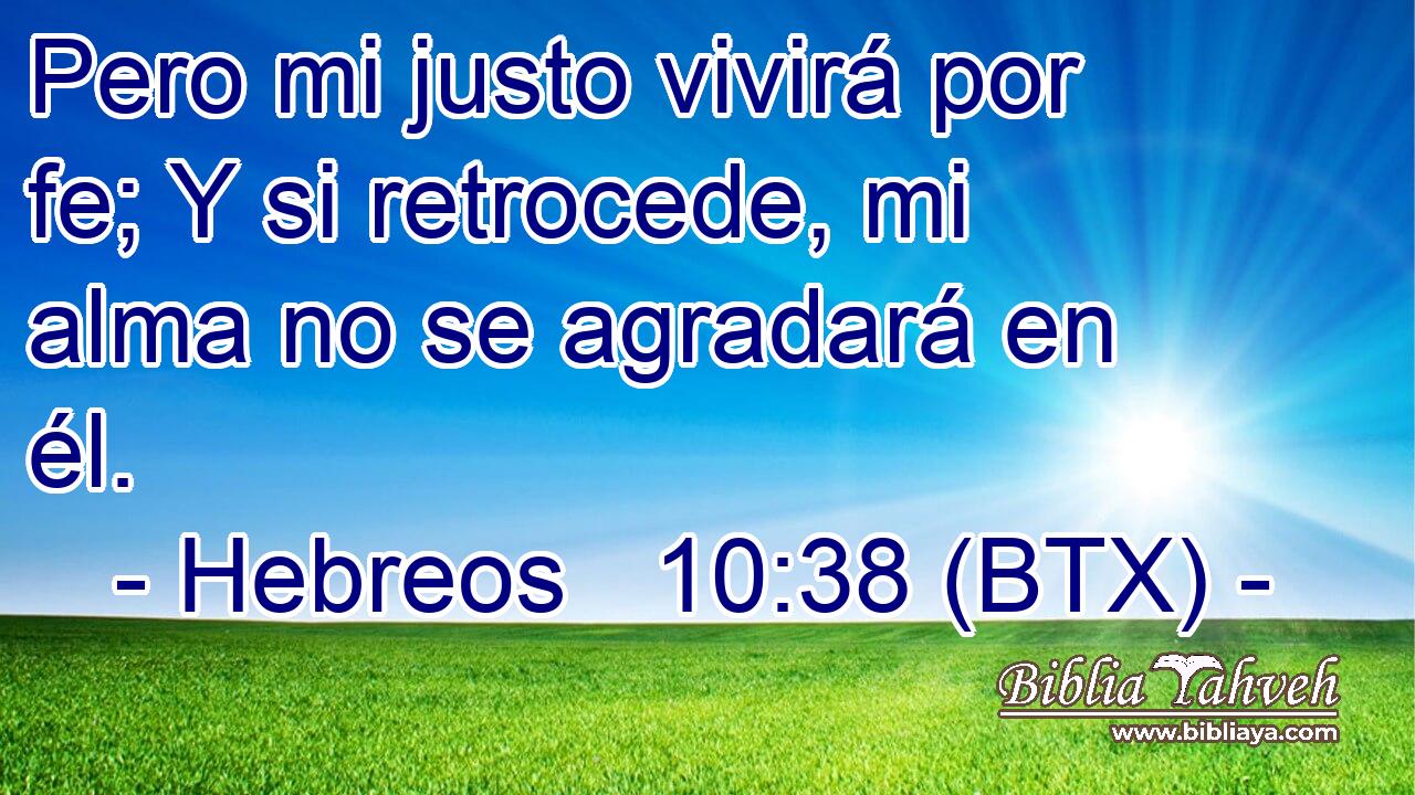 Pero mi justo vivirá por fe; Y si retrocede, mi alma no se agradará en él.