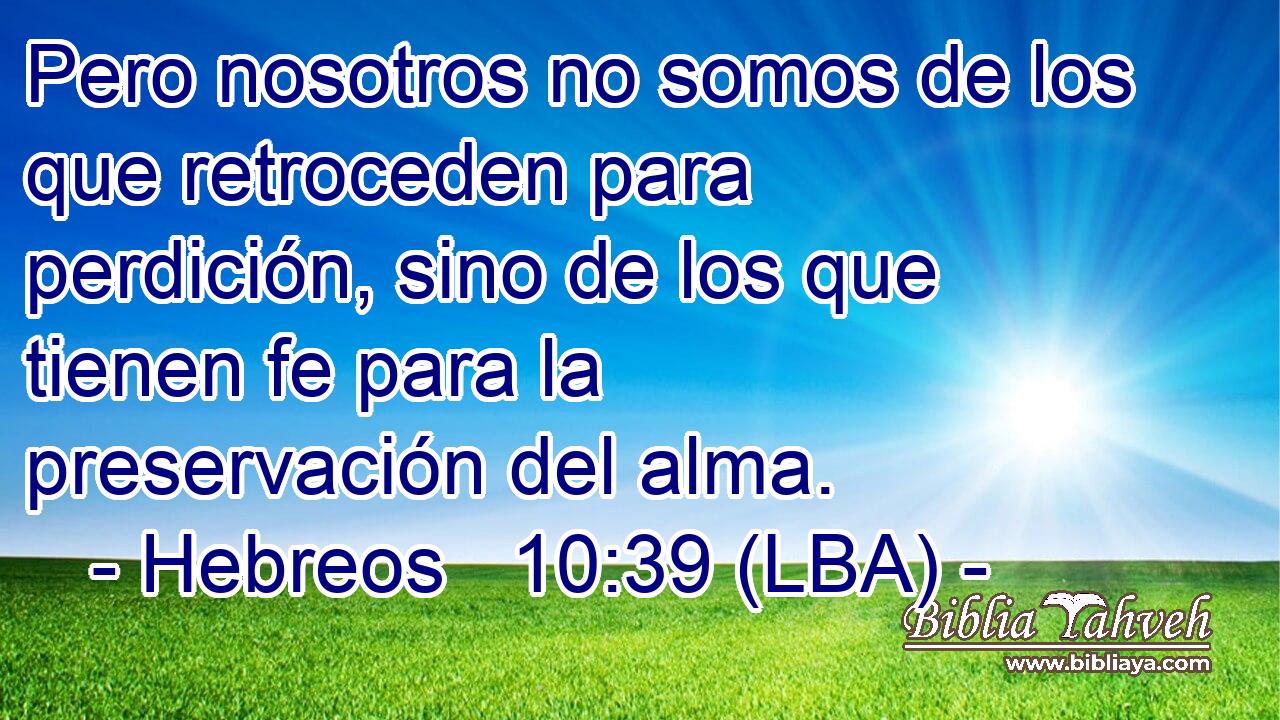 Pero nosotros no somos de los que retroceden para perdición, sino de los que tienen fe para la preservación del alma.