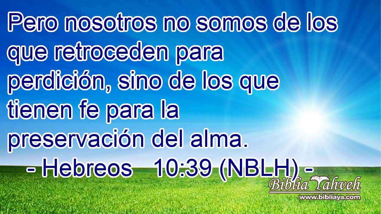  Pero nosotros no somos de los que retroceden para perdición, sino de los que tienen fe para la preservación del alma. 