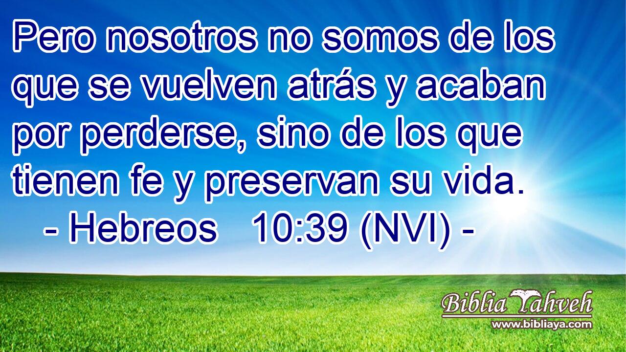  Pero nosotros no somos de los que se vuelven atrás y acaban por perderse, sino de los que tienen fe y preservan su vida. 