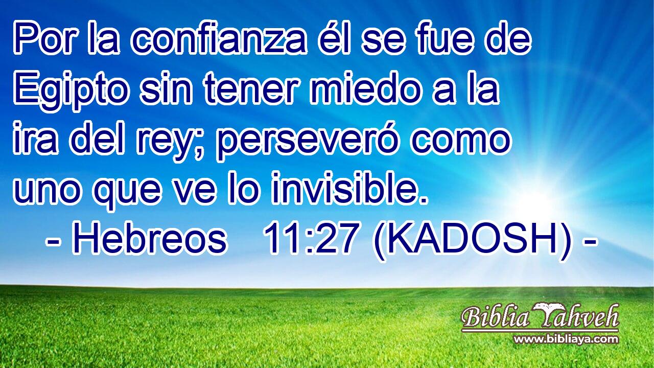  Por la confianza él se fue de Egipto sin tener miedo a la ira del rey; perseveró como uno que ve lo invisible. 