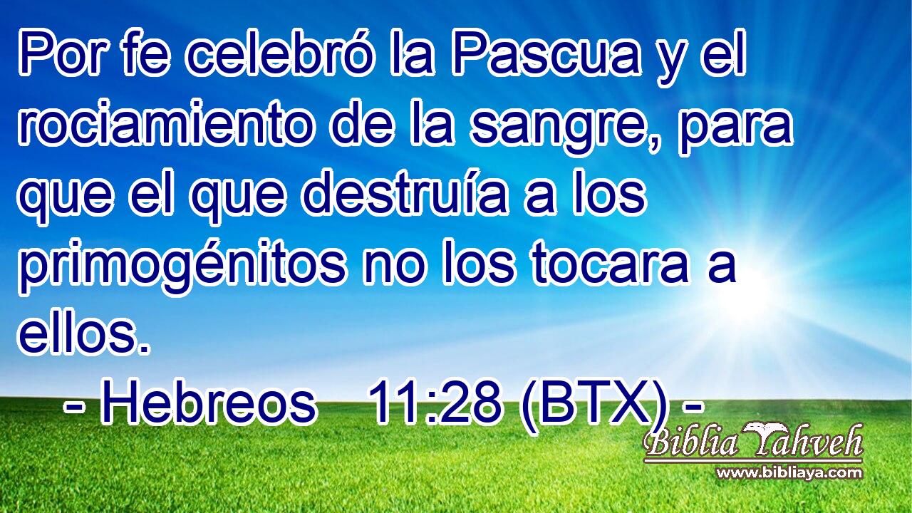 Por fe celebró la Pascua y el rociamiento de la sangre, para que el que destruía a los primogénitos no los tocara a ellos.