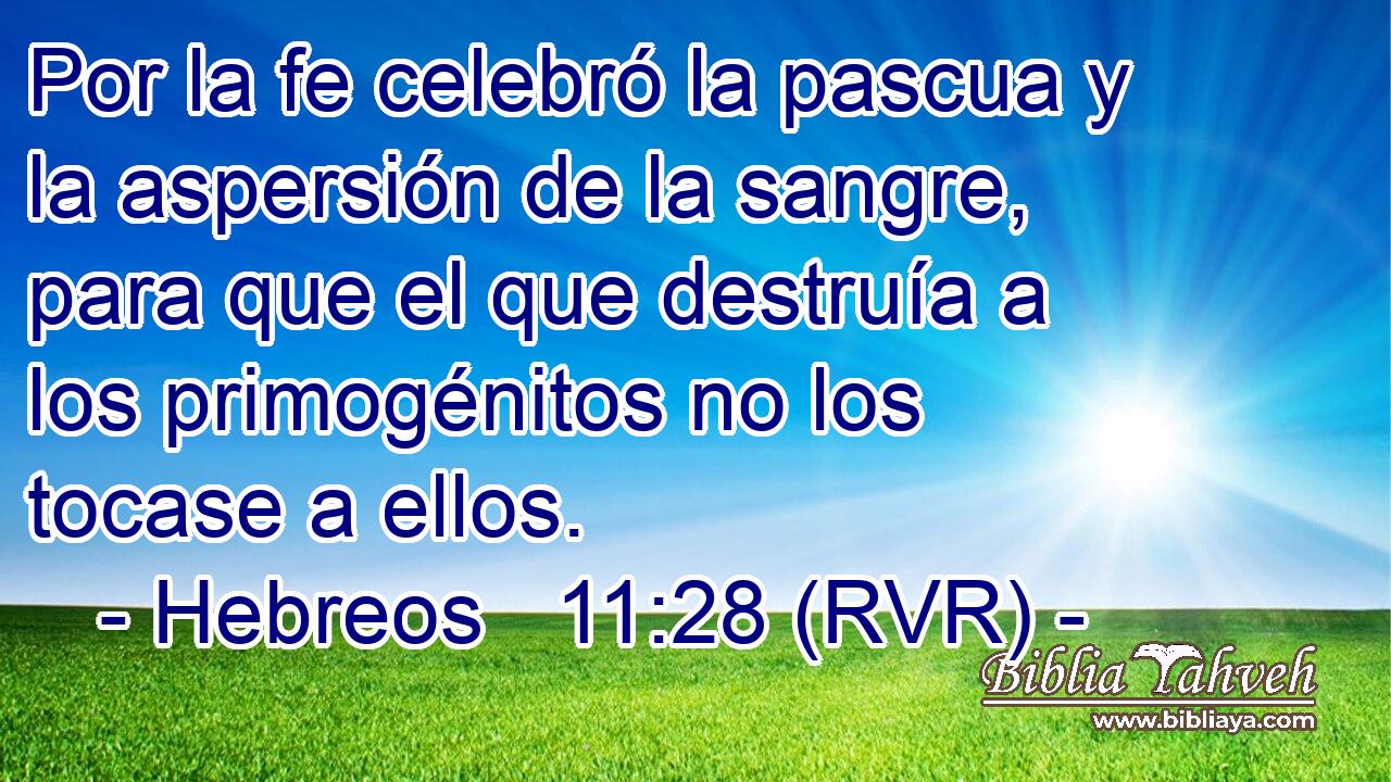 Por la fe celebró la pascua y la aspersión de la sangre, para que el que destruía a los primogénitos no los tocase a ellos.