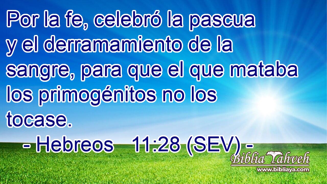 Por la fe, celebró la pascua y el derramamiento de la sangre, para que el que mataba los primogénitos no los tocase.