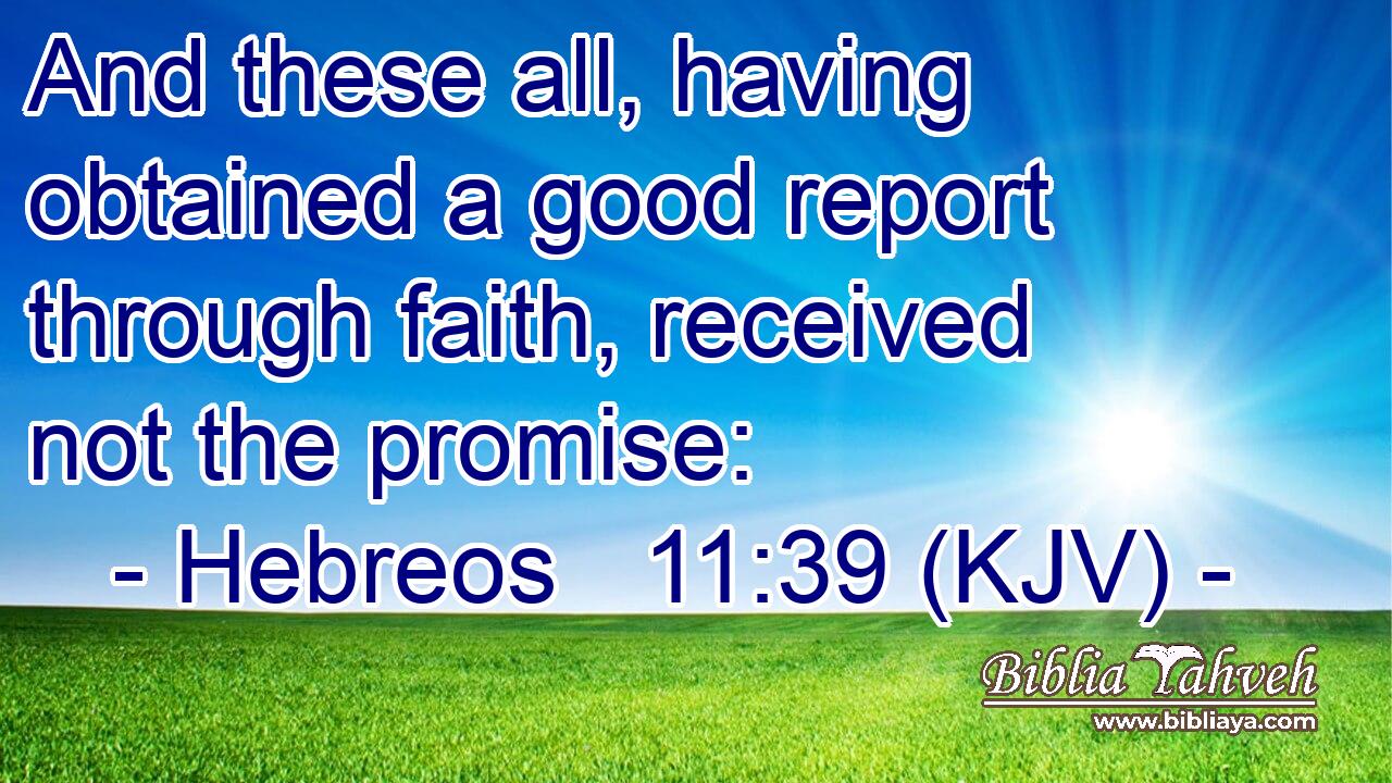 And these all, having obtained a good report through faith, received not the promise: